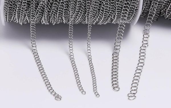 

5mlot 12 22 24 30 40 mm stainless steel bulk jewellery chain for diy jewelry making necklace earring findings accessories4556918, Silver
