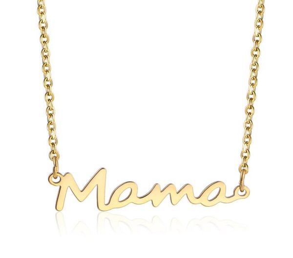 

mama mother pendant necklace earrings bracelets 18k gold titanium steel female stainless steel clavicle chain letters love accesso9924385, Silver