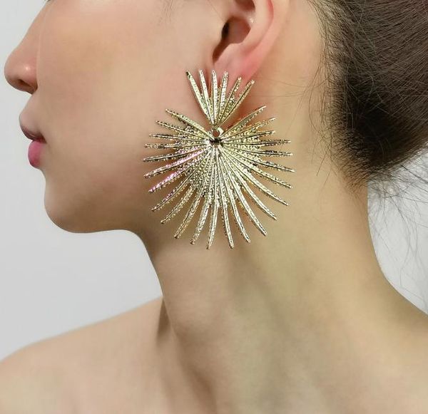 

new women039s female039s ladies punk exaggerated dj night catwalk fanshaped showtime drop earrings dangler studs eardrop 9333672, Golden;silver
