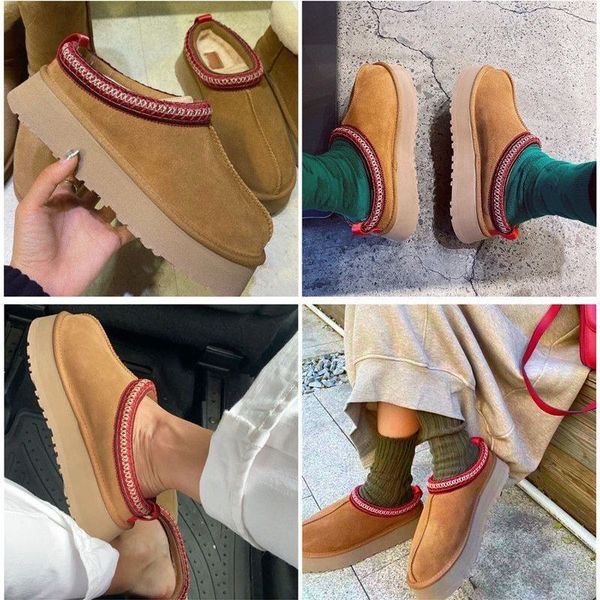 

australia woman snow boot designer tasman slippers woman real leather platform tazz shoes fur boots thick bottom winter booties size 35-43, Black