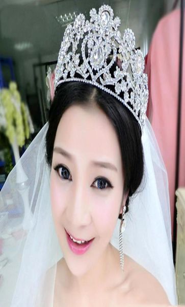 

silver queen headbands tiara headpiece new trendy wedding bridal crystal rhinestone princess hair accessories pageant prom jewelry9784302