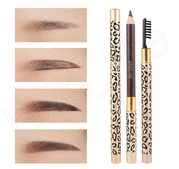

doubleheaded leopard eyebrow waterproof sweatproof with eyebrow brush not blooming soft and lasting 5 color for choose hha4498469331