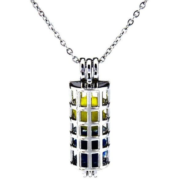 

silver 35mm bigger cylinder hollow tube oil diffuser locket women aromatherapy beads pearl oyster cage necklace pendantboutique g7525866