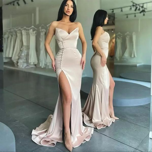 

champagne mermaid prom dresses v-neck evening dress side split elengant party gown fashions outfits vestidos de fiesta robe de soiree custom, Black
