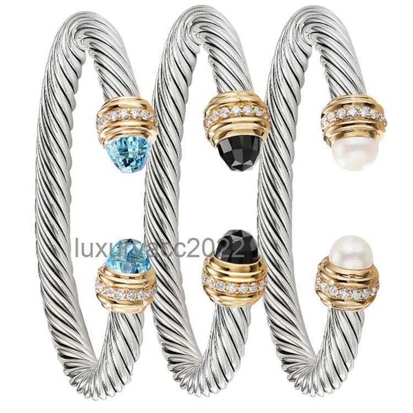 

designer bracelet bangle new fashion stainless steel bracelet haoshi titanium steel wire twist rope 7mm open bracelet dy jewelry, Black