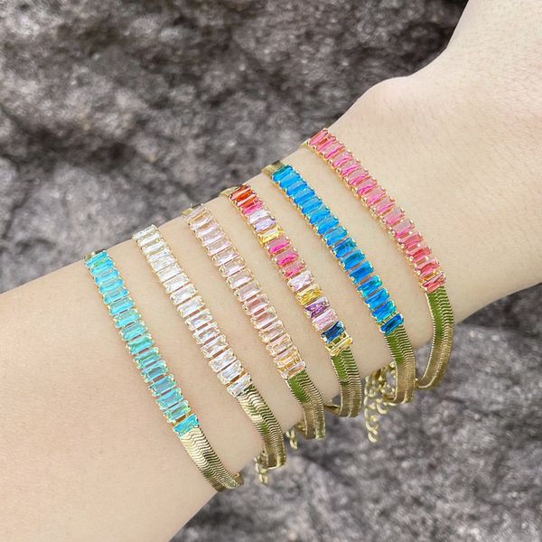 

6mm white/green/black zircon tennis bracelets for women men gold color chain bracelet new hip hop jewelry accessories
