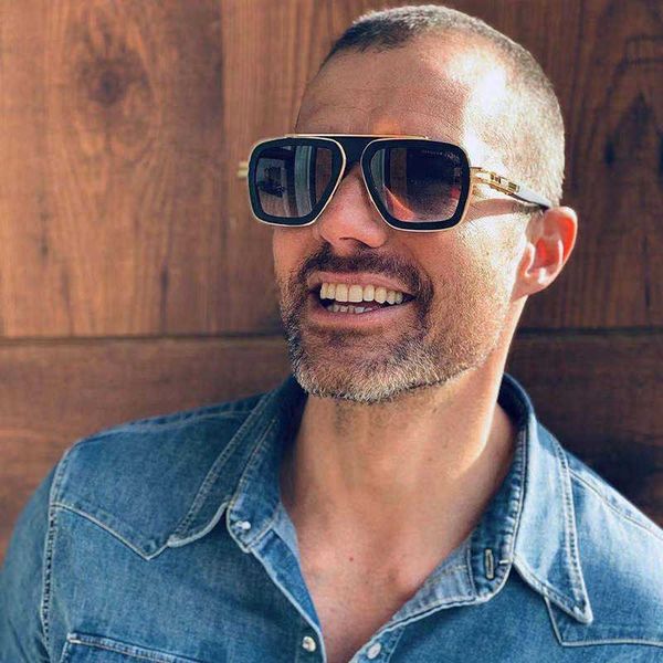 

original 2022 men vintage pilot sunglasses square women's sun glasses fashion designer shades luxury golden frame uv400 gradient lxn-ev, White;black