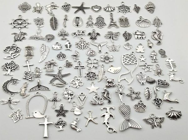 

vintage antique silver alloy mini alloy pendant diy jewelry making charms4106999, Black