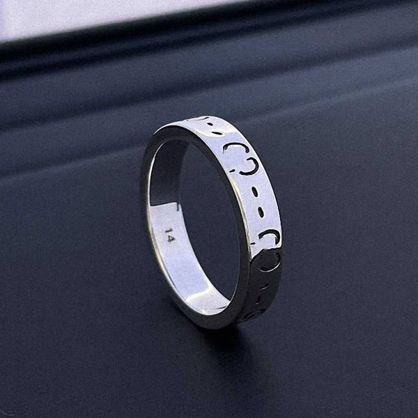 

silver flower and bird elf ghost spirit skull head couple fashion simple ring