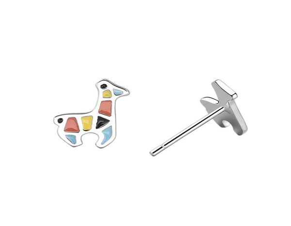 

925 silver drip enamel color polyline horse stud earrings simple delicate sweet fresh wedding gift personalized1904405