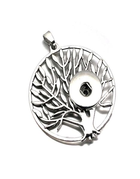

tree of life 276 necklace fit 12mm 18mm snap button pendant necklace crystal natural stone jewelry women christmas gift1966941, Silver