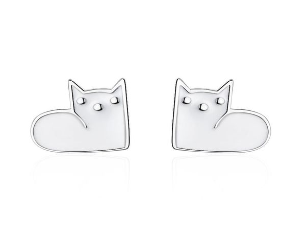 

tt197 s925 sterling silver needle super cute cats ear stud earrings female personality epoxy black cat jewelry for young girl gif5095768