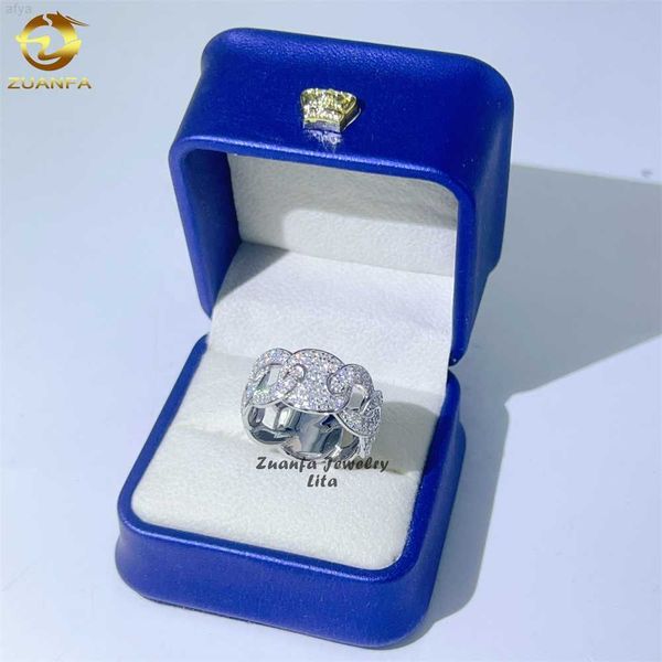 

new pass diamond tester iced out hip hop 925 sterling silver cuban moissanite ring