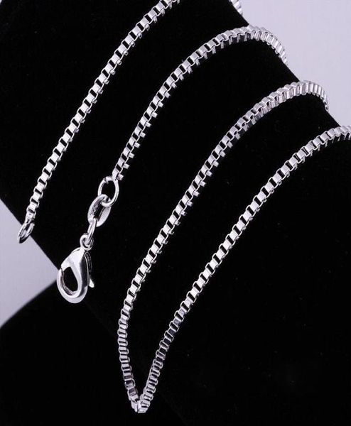 

20pcslot 925 necklace 2mm box link chains jewelry 16quot18quot20quot22quot24quot26quot28quot30quot6491383, Silver