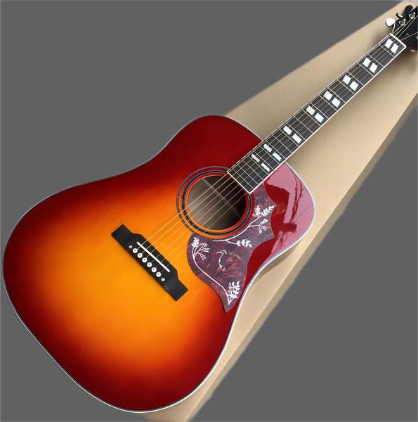 

41 handmade cherry red solid spruce d type acoustic guitar,high qulaity bird electric guitar