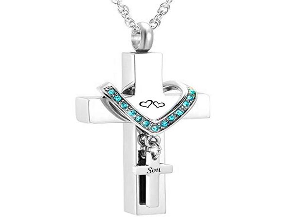 

memorial jewelry stainless steel cross for son memorial cremation ashes urn pendant necklace keepsake urn jewelry1936816, Silver