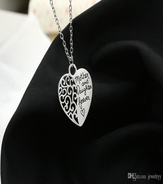 

alloy hollow love heart pendant necklace silver mother and daughter forever heart necklaces jewelry for mothers0397316682