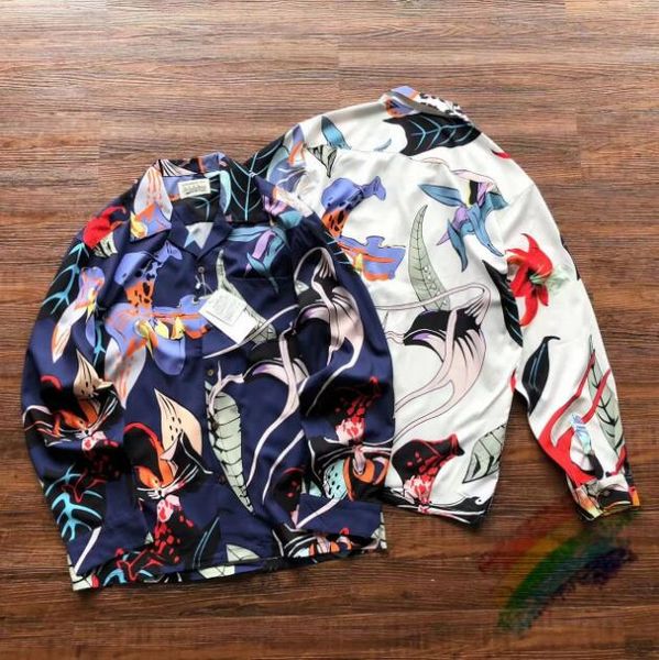 

2023ss long sleeve shirt men women casual floral printing shirts, White;black