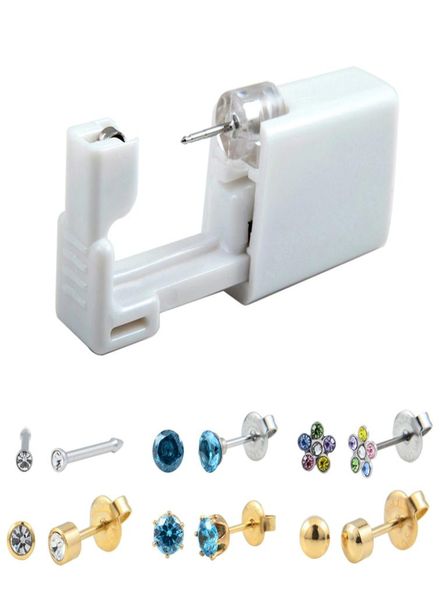 

disposable safe no pain sterile ear stud earring stude piercing gun piercer tool kit machine kit earring units piercing jewelry9463088, Golden;silver