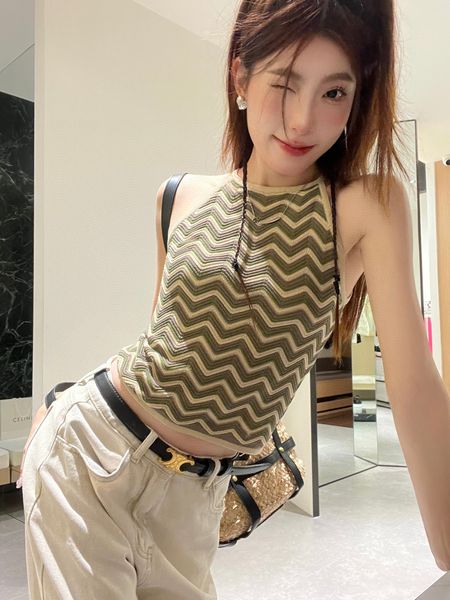 

Sweaters Womens Designers Knit Vest T Shirts Designer Striped Letter Sleeveless Tops Knits Fashion Style Ladies Pullover Top quality Woolen vest cashmere wool Q2, Multi