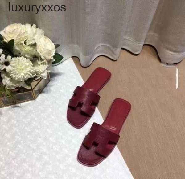 

herm es lichee womens flat summer oran sandal slipper pattern girl 2023 slippers bottom h letter flip designer flops luxury solid outdoor t0