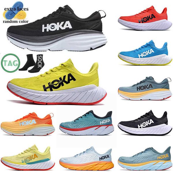 

2023 fashion hoka one bondi running shoes designer clifton 8 sneaker black white orange amber yellow goblin blue men women trainer sports sn