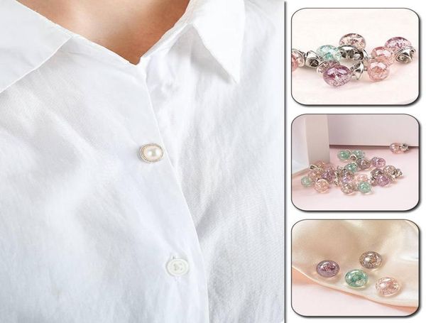 

pins brooches 10pcslot button brooch set for women imitation pearl rhinestones ball pin sweater coat prevent exposure3637330, Gray