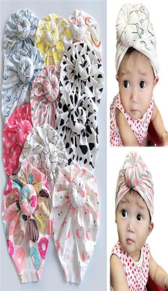 

baby infant turban hats doughnut flamingo print headband cartoon cotton bowknot beanie newborn turban hat children skull caps bean5228263, Yellow