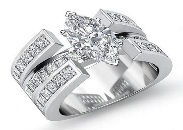 

victoria wieck luxury jewelry 925 sterling silver marquise cut white z cz diamond promise ring women wedding bridal r6352018, Slivery;golden