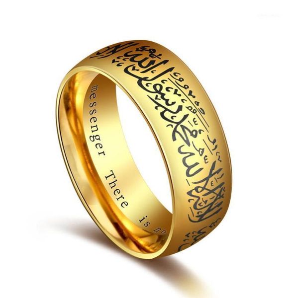 

cluster rings stainless steel ring for women men islam0128933319, Golden;silver