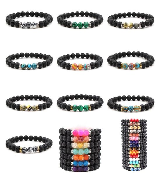 

silver gold machite natural black lava stone beads bracelet essential oil diffuser bracelet volcanic rock beaded hand strings7478311, Golden;silver