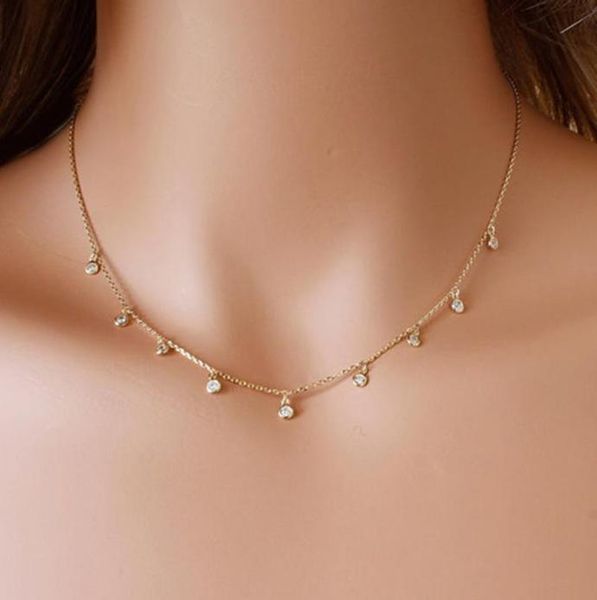 

new rhinestone jewelry circle short necklace fashion trendy handmade link chain choker necklace gift for women girls gold silver c9564599