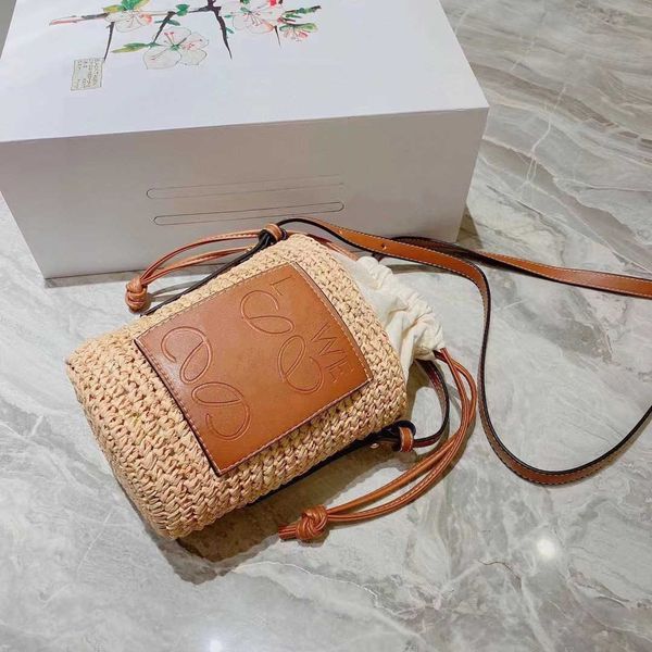 

lowe bag designer small bucket bag lowe all-natural raffia hand-woven tote bag cute all-in-one crossbody shoulder bag 0lvy