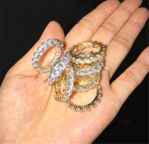 

4mm size 612 1 row tennis chain circle big baguette cubic zirconia ring for men women 8949894, Slivery;golden