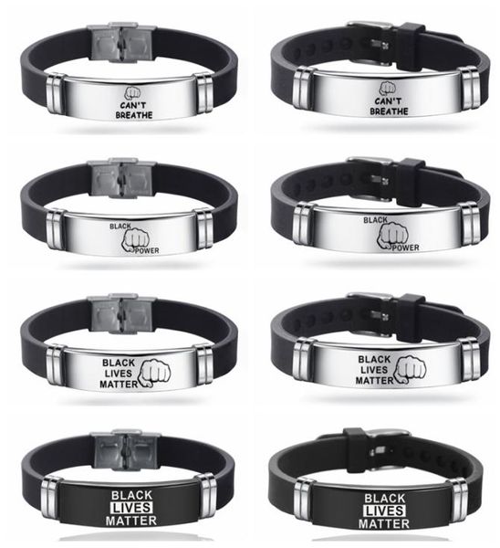 

stainless steel silicone punk bracelet for men black lives matter i can039t breathe bracelet adjustable trendy wristband bracel1683296