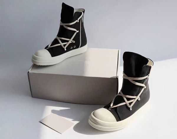 

designer rick boots boot ankle men owens shoe shoes fashion sneakers street dancing rock canvas lace up high women booties 8pq8, Black