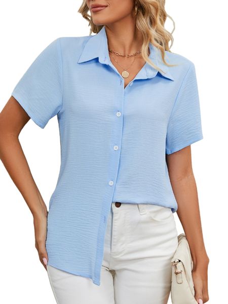 

women short sleeve solid cardigan button, White