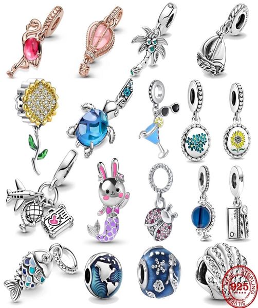 

brand new scale fish shell palm pink murano glass flamingo silver 925 silver charm beads for pandora bracelet diy jewelry1398808, Black