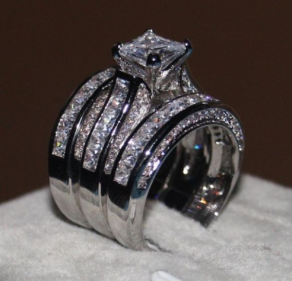 

luxury square imitation diamond engagement rings set alloy plated platinum ring wedding jewelry for women size 6 7 8 9 103797997, Silver