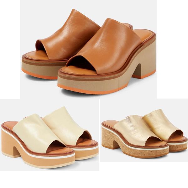 

fashionable cess brand women's sandals soft sheepskin round toe open toe thick heel mule rubber thick sole summer sandals and slippers, Black