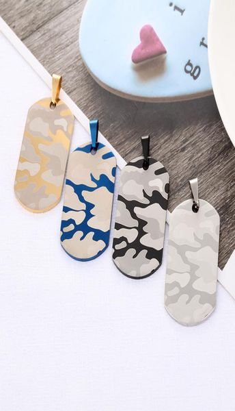 

camouflage dog tag pendant necklace for men stainless steel soldier army mens necklaces pendants collar jewelry without chain7181579, Silver