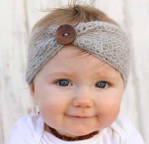 

baby head cover handmade woolen knitted baby head strap children039s big buckle knitted hair band8229381, Silver