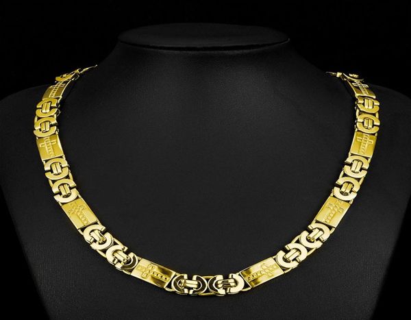 

11mm wide gold color byzantine mens chain stainless steel necklace boys fashion jewelry5652777, Silver