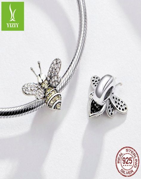 

silver charm original cute animal small bee s925 pure silver beads fashion beaded bracelet jewelry accessories2658627, Golden;silver
