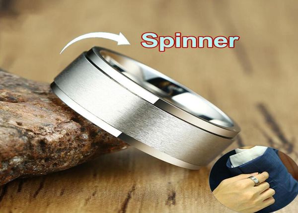 

68mm spinner punk ring for men stress release accessory classic stainless steel wedding band casual sport jewelry4531393, Silver