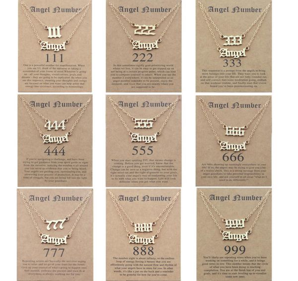 

angel number pendant necklace layered necklace wish card 000 1111 111 222 333 444 555 666 777 888 numerology lucky bff friendship 9805058, Silver