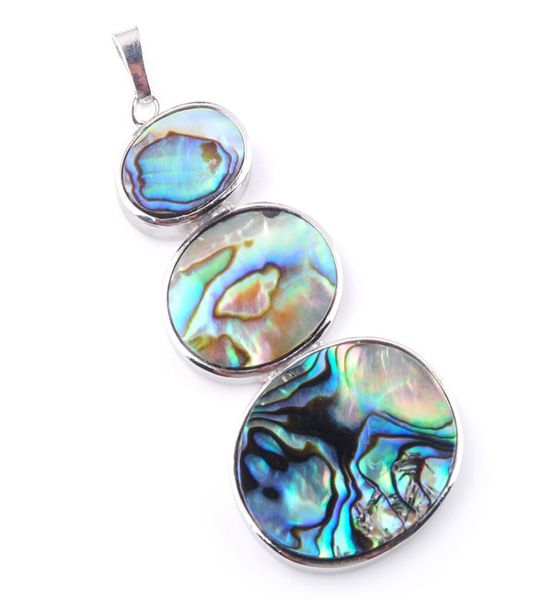 

wojiaer natural zealand abalone shell gem stone beads pendant necklace women jewelry n36417955749, Silver