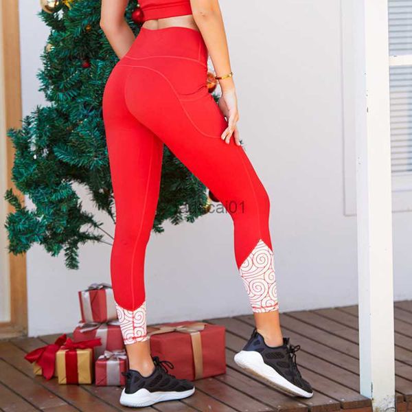 

christmas element yoga pant high elastic sports fitness legging women high waist gym scrunch butt running training girl tight l230621, Black