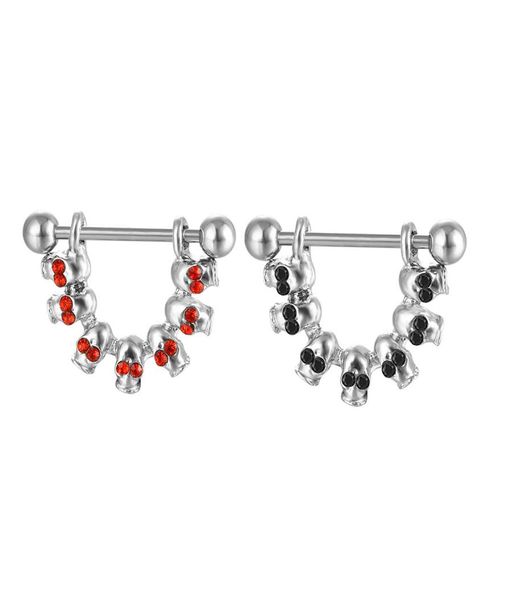 

d0652 skull style nipple ring mix colors01234567892703136, Silver