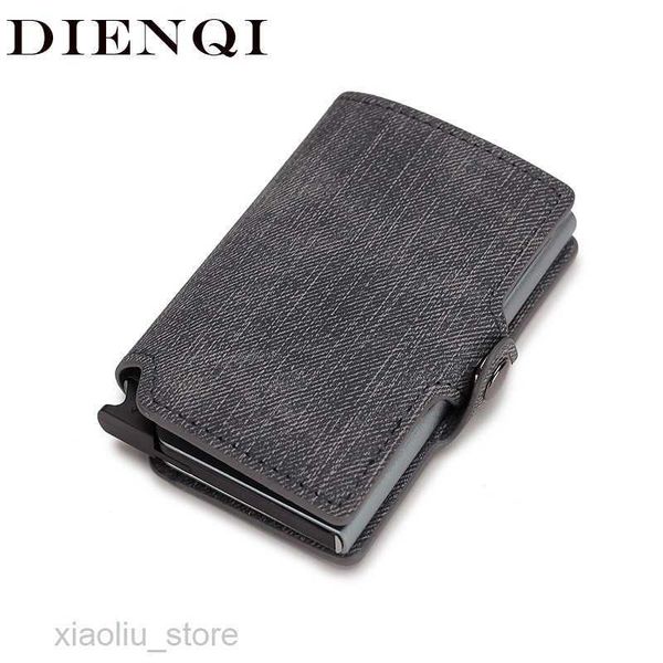 

money clips dienqi rfid card holder men wallets money bag male grey short purse 2021 small leather slim thin mini smart wallet magic valleth, Black